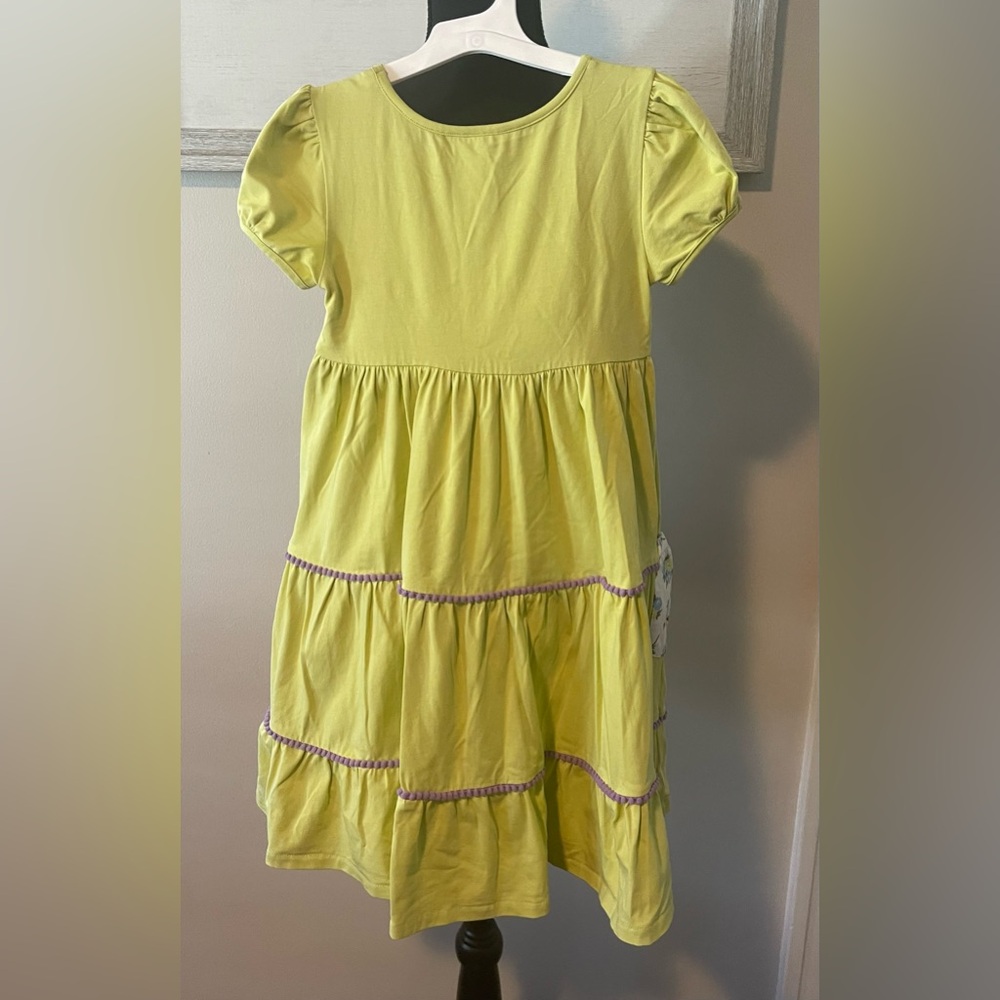 Lime green dress.